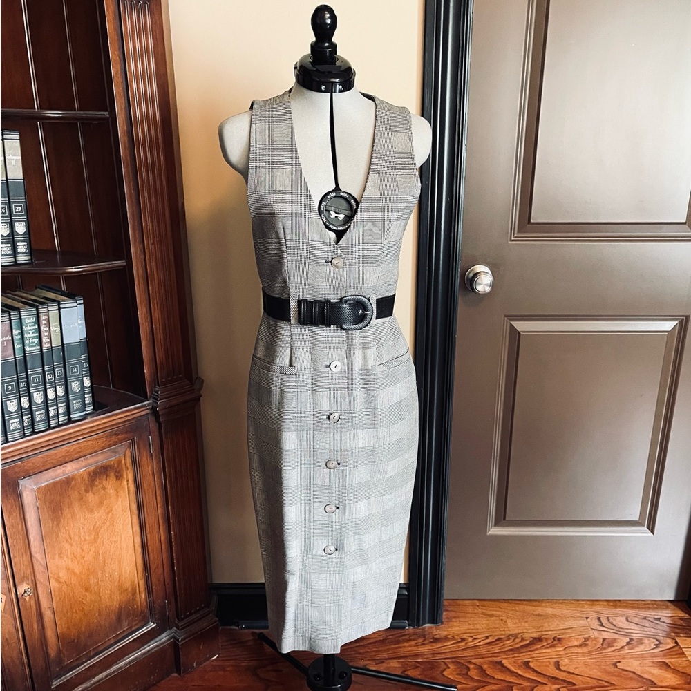 EUC Talbots Houndstooth 2P Sheath Midi Jumper